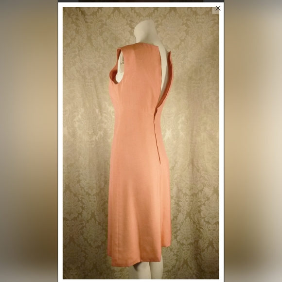 Vintage Givenchy Nouvelle Pastel Apricot Peach Silk Slip Sheath Dress - Picture 8 of 11